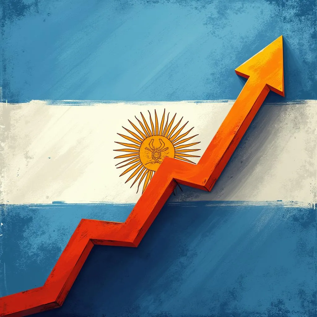 Gráfico financiero con bandera argentina